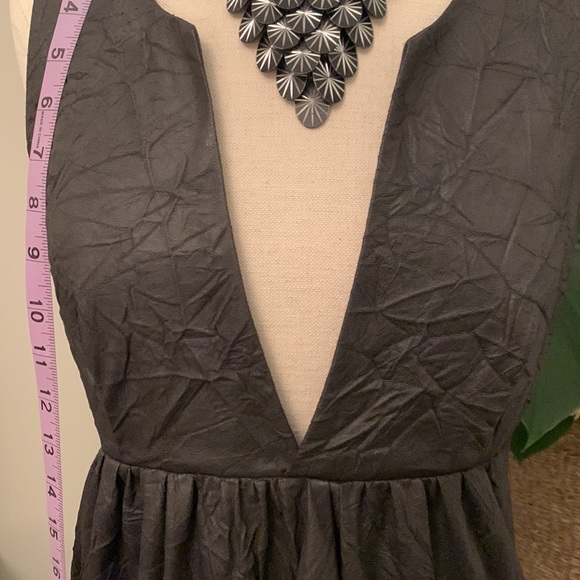 Gestuz dress Scandinavian faux leather deep plunge Eu size 36 US small - Picture 3 of 11